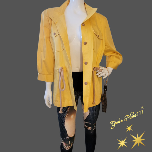 Susan Graver Style 3/4 Sleeve 4 Pocket Drawstring Waist Jacket Sunkiss Yellow XL - Picture 1 of 12